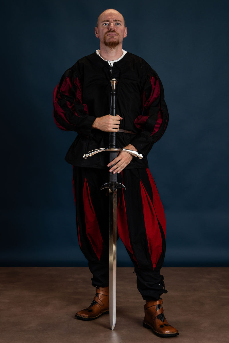 Chemise Landsknecht, noir / rouge 