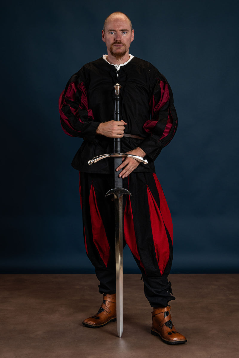 Chemise Landsknecht, noir / rouge 