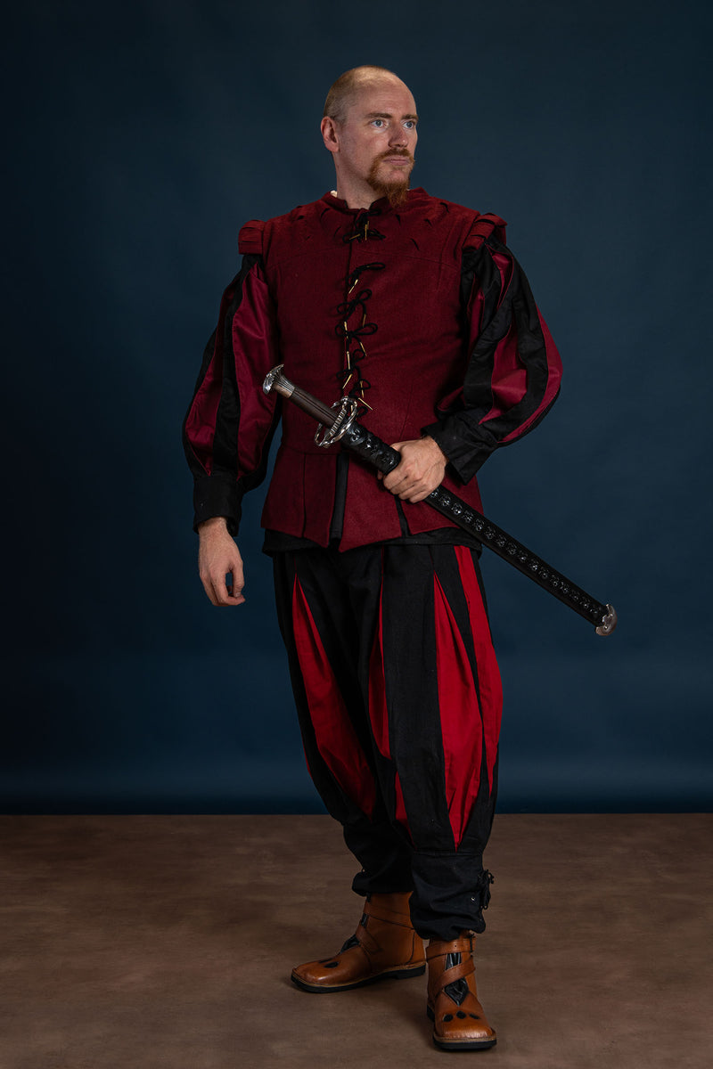Chemise Landsknecht, noir / rouge 