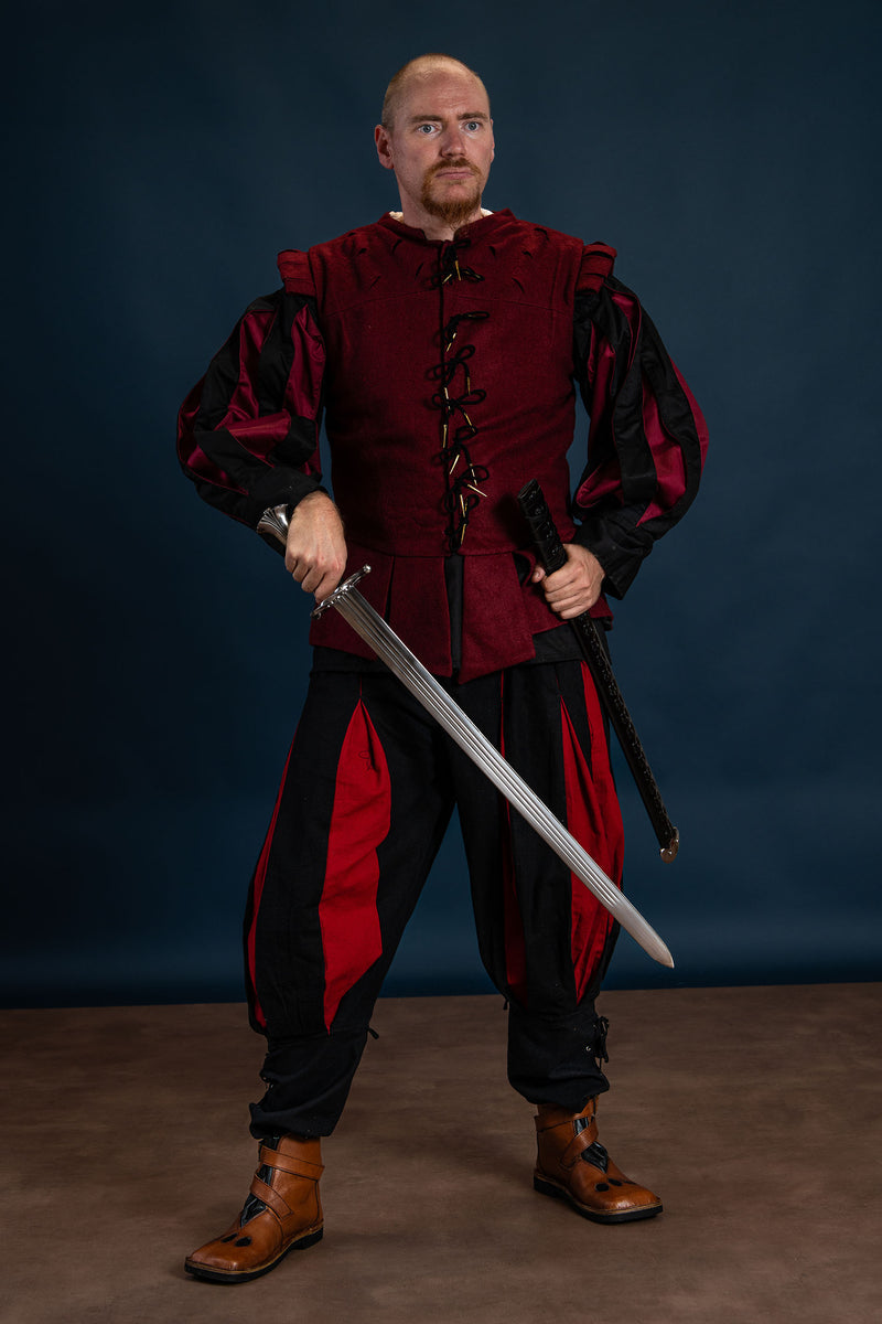 Chemise Landsknecht, noir / rouge 