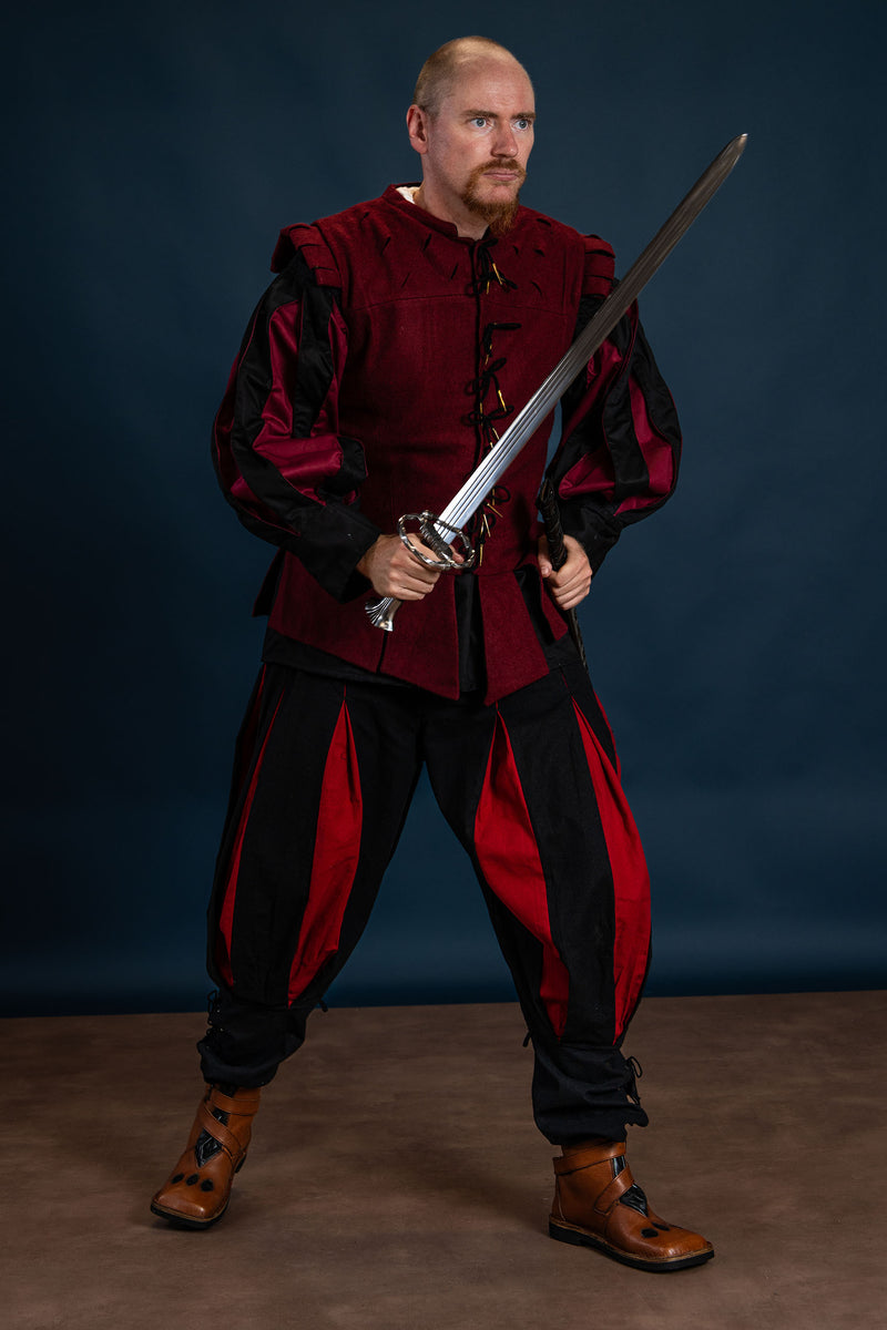 Landsknechtenbroek rood-zwart