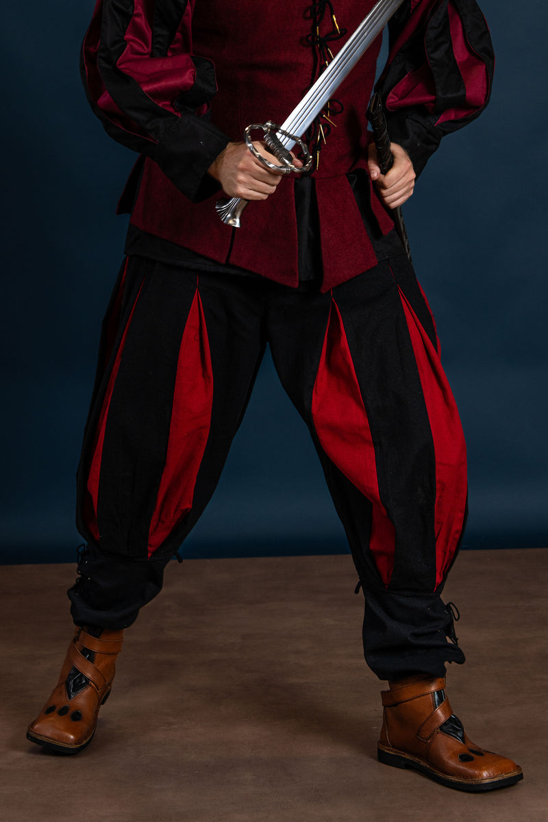 Landsknechtenbroek rood-zwart