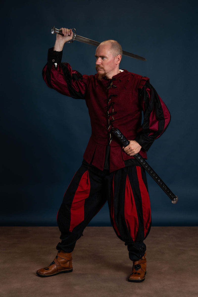 Landsknechtenbroek rood-zwart