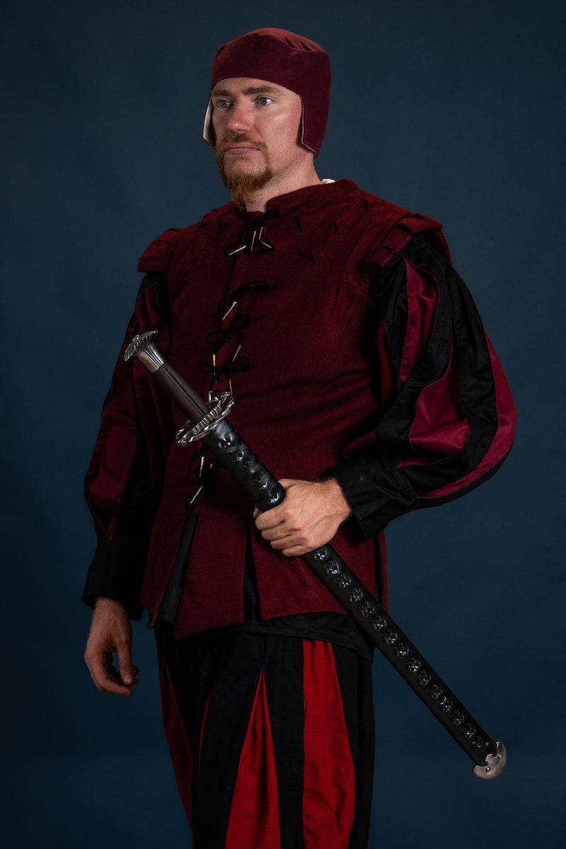 Chemise Landsknecht, noir / rouge 