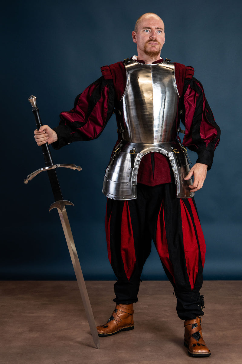 Chemise Landsknecht, noir / rouge 