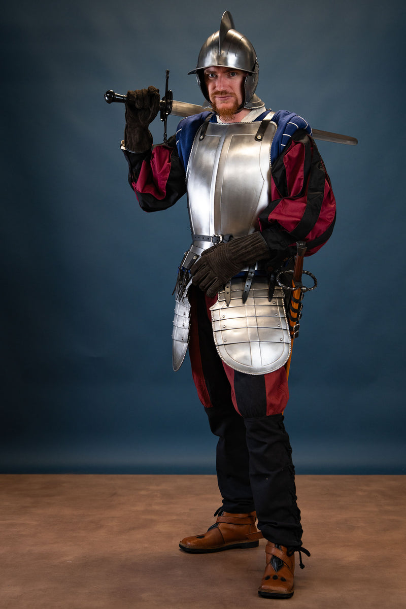 Landsknechtbukser Gustav, sort/rød 