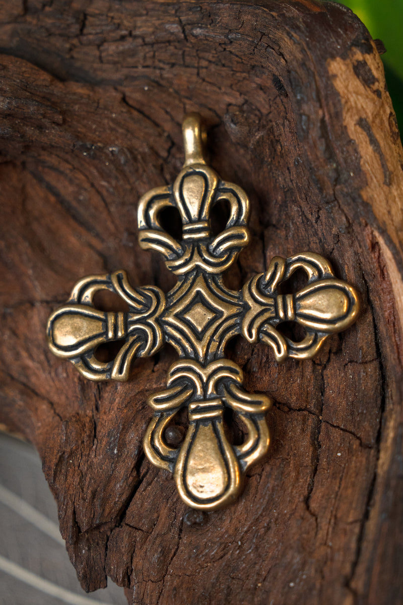 Viking cross Ringerike style, bronze