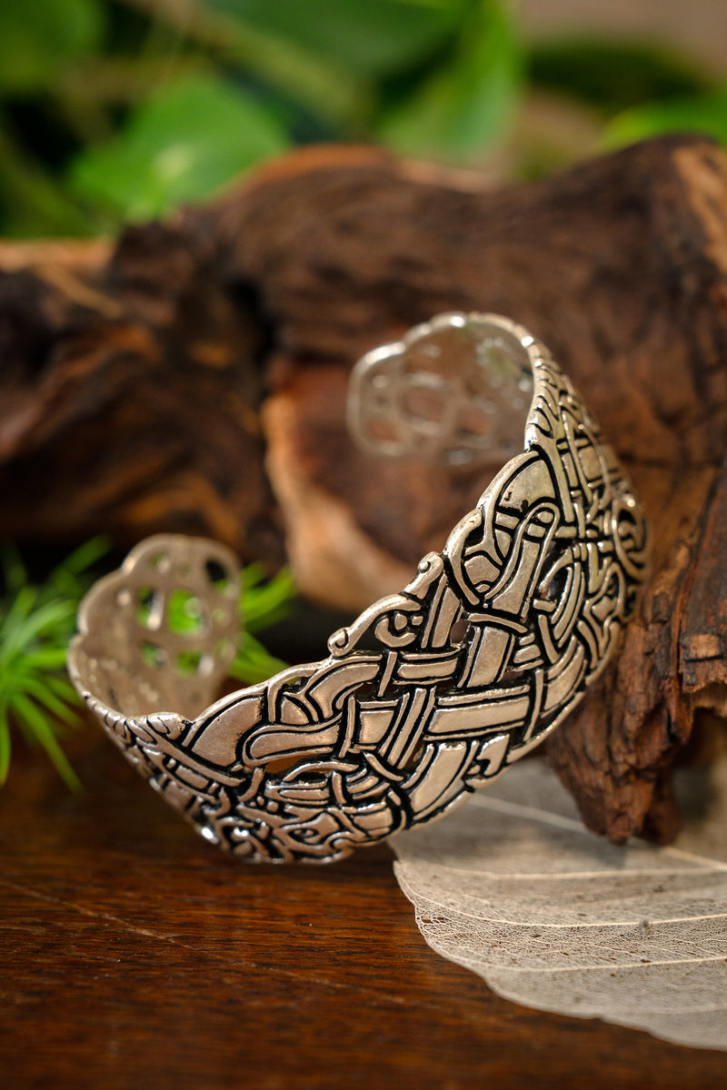 pulsera celta con motivos irlandeses antiguos, bronce plateado 