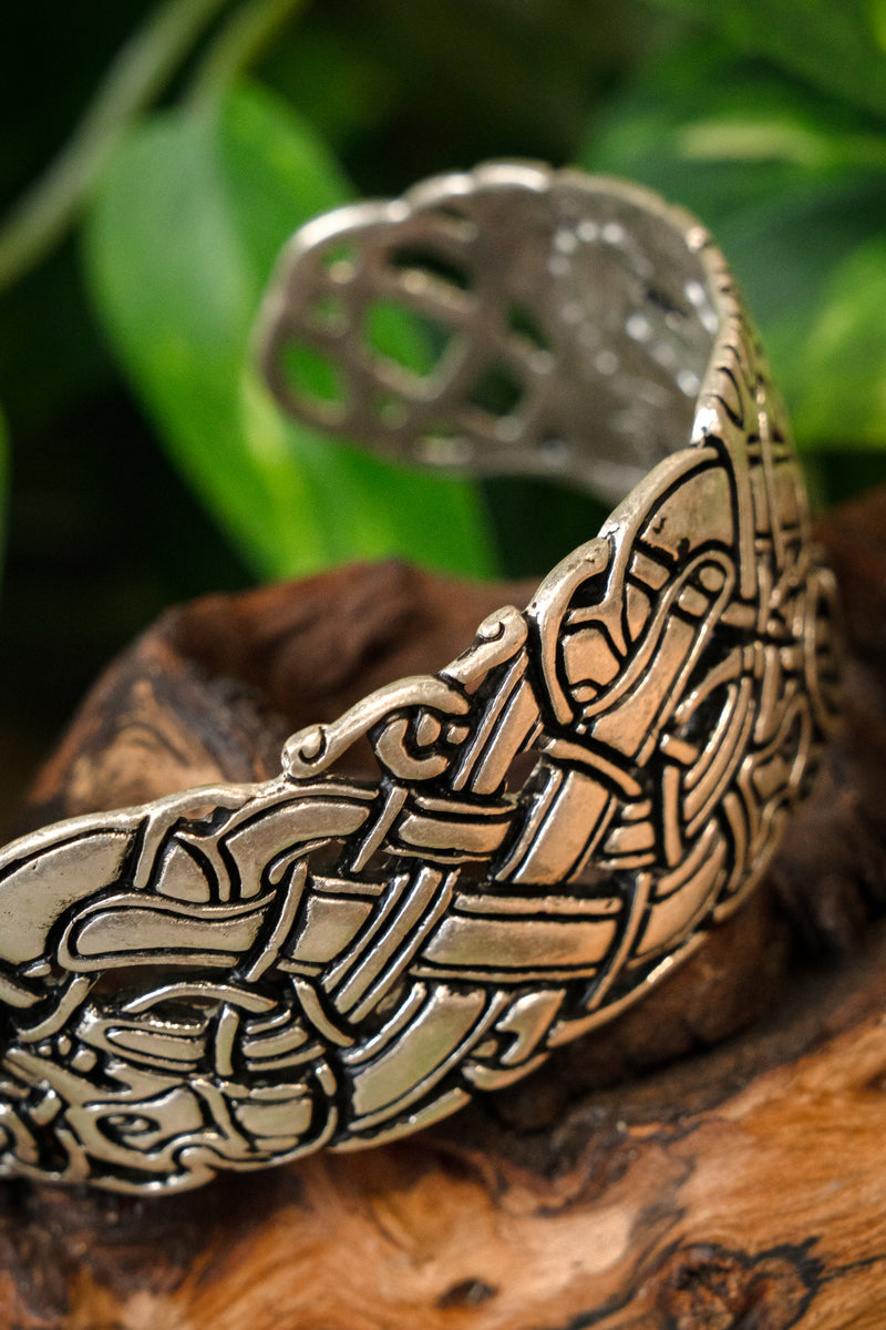 Keltische armband met OudIerse motieven, verzilverd brons