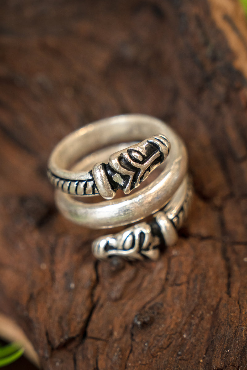 Luxe IJsland Vikingring, verzilverd brons