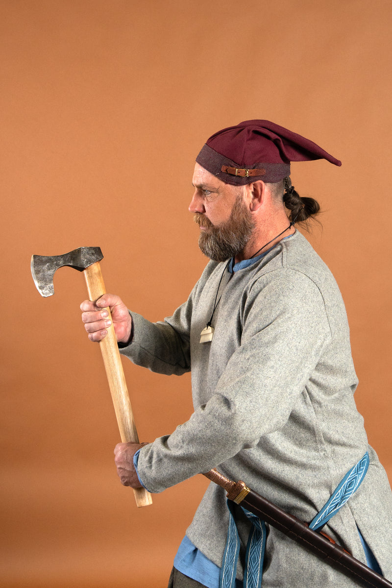 Vikingbijl, handgesmeed staal, type B, semi-scherp