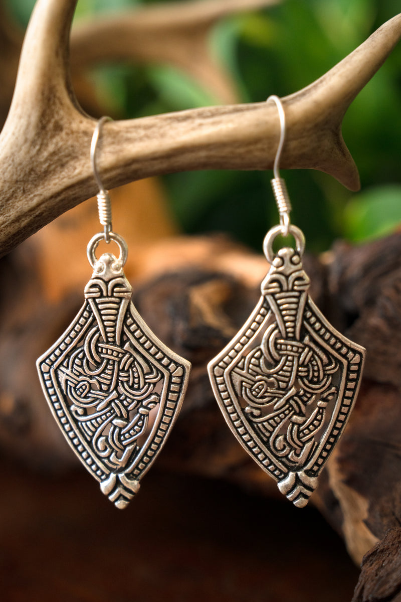 Vikingoorbellen Schede Borrestijl, verzilverd brons