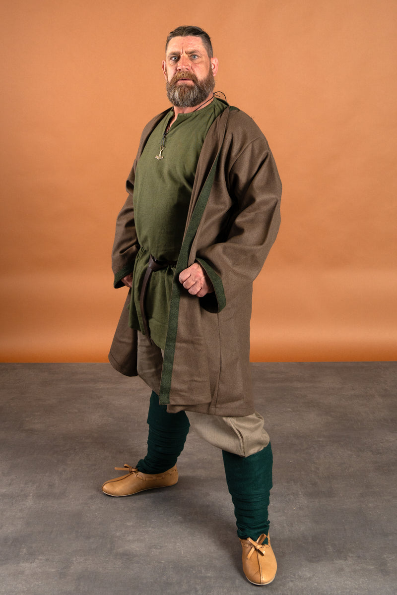 Viking kaftan Haithabu, 100% wol, bruin