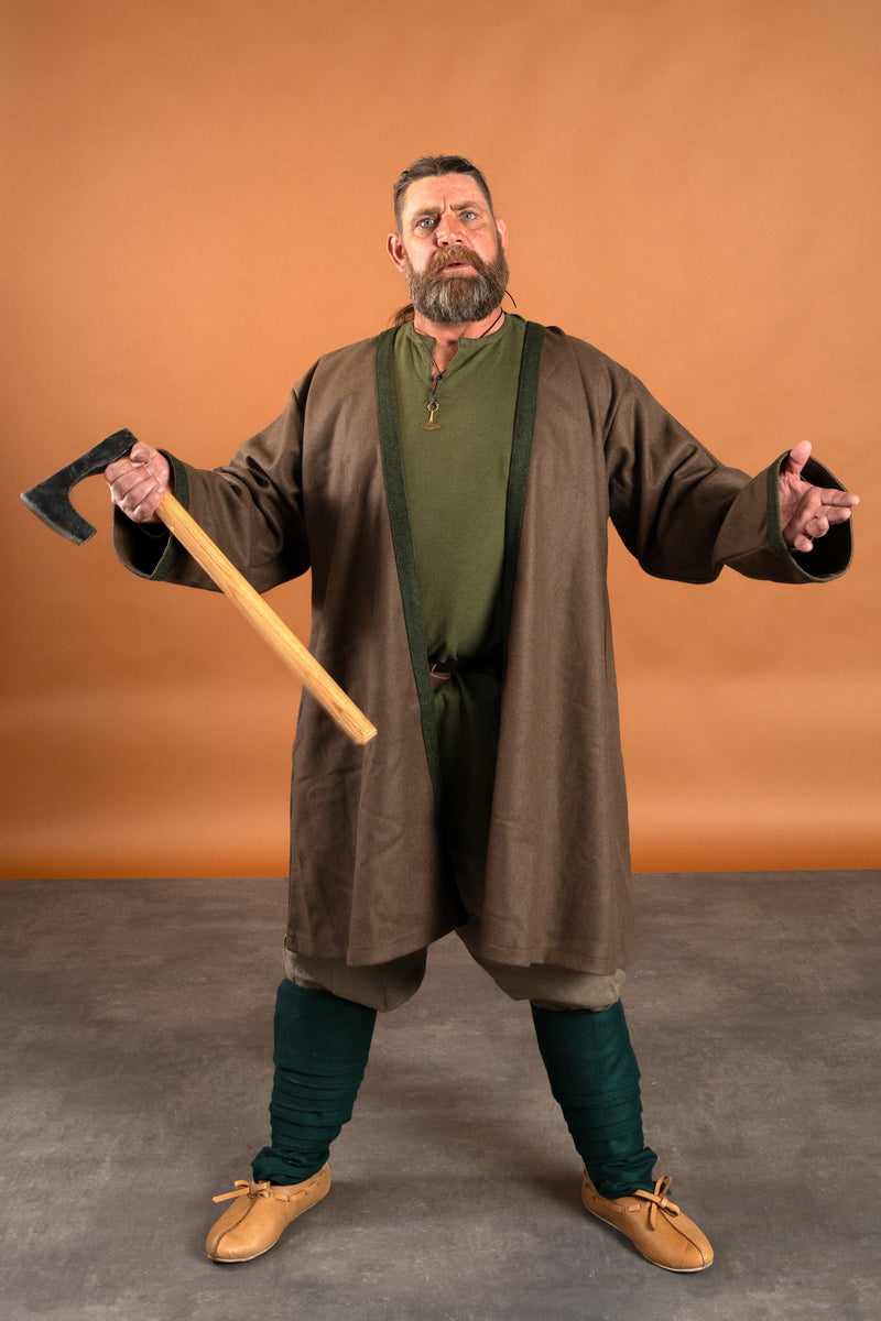 Viking kaftan Haithabu, 100% wol, bruin