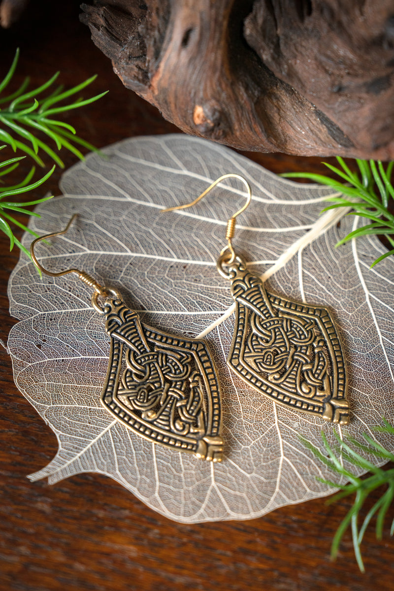 Orecchini vichinghi Fodero stile Borre, bronzo 