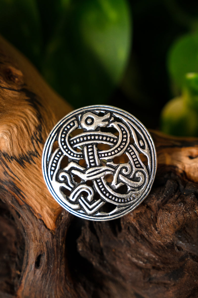 Wikinger Scheibenfibel Jellinge-Stil, versilberte Bronze 