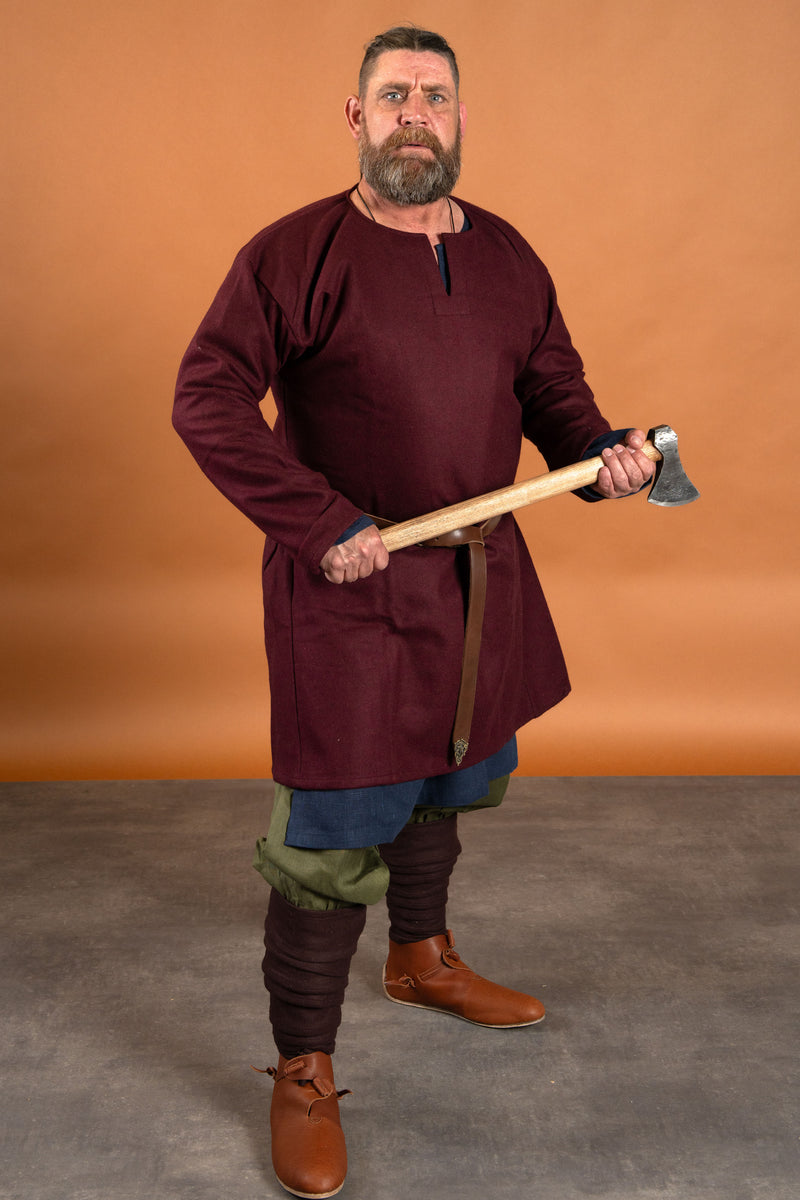 Viking tuniek Svein, wol, bordeauxrood