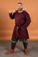 Viking tuniek Svein, wol, bordeauxrood