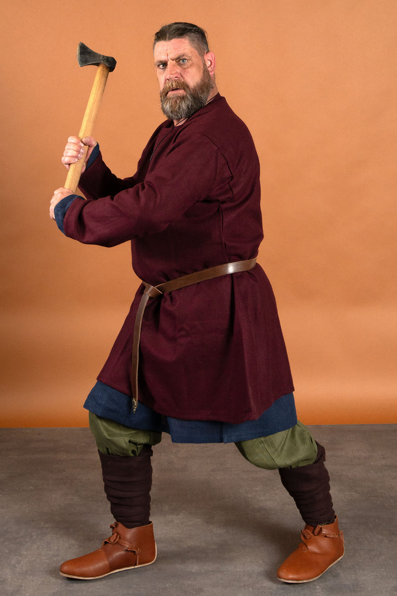 Viking tuniek Svein, wol, bordeauxrood