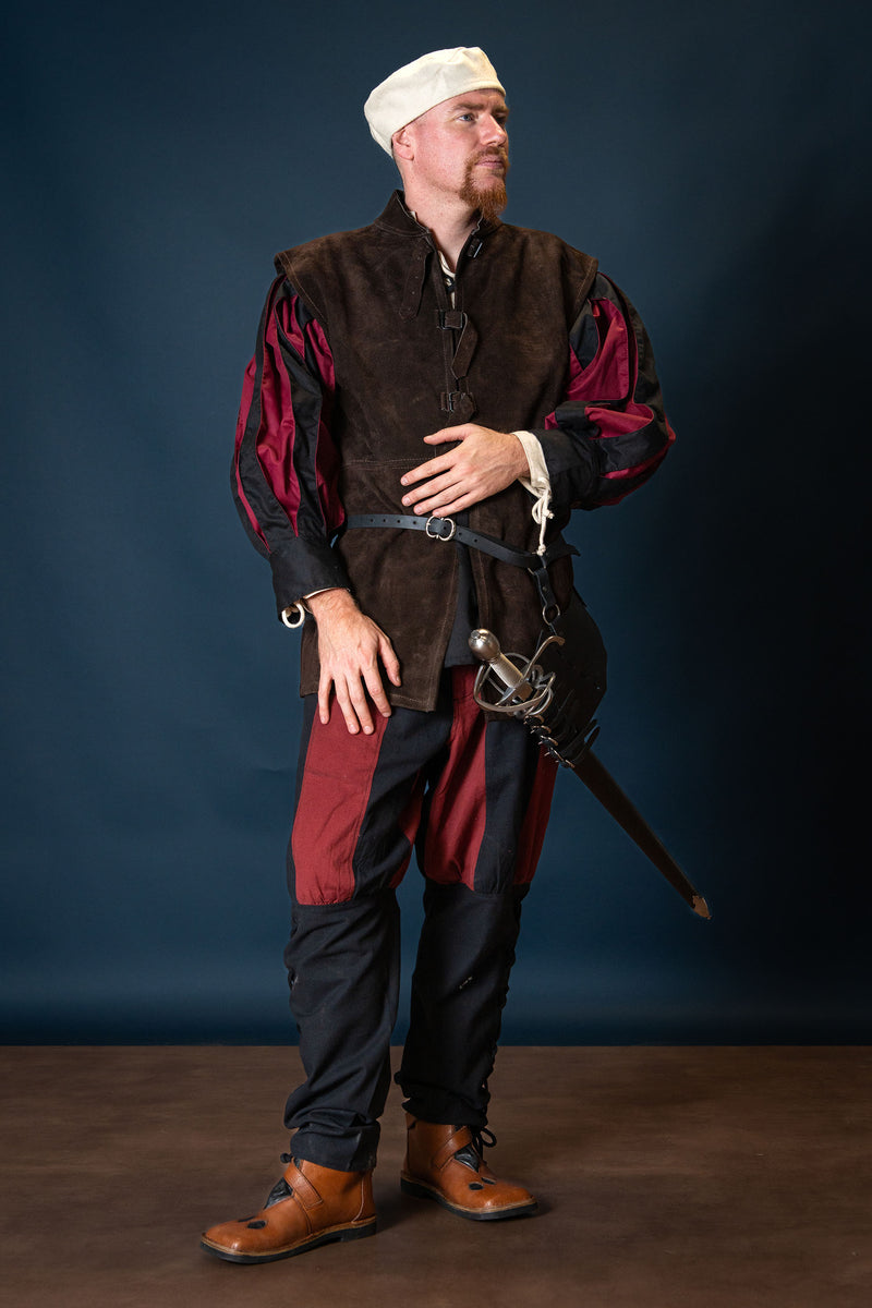 Landsknechtbukser Gustav, sort/rød 