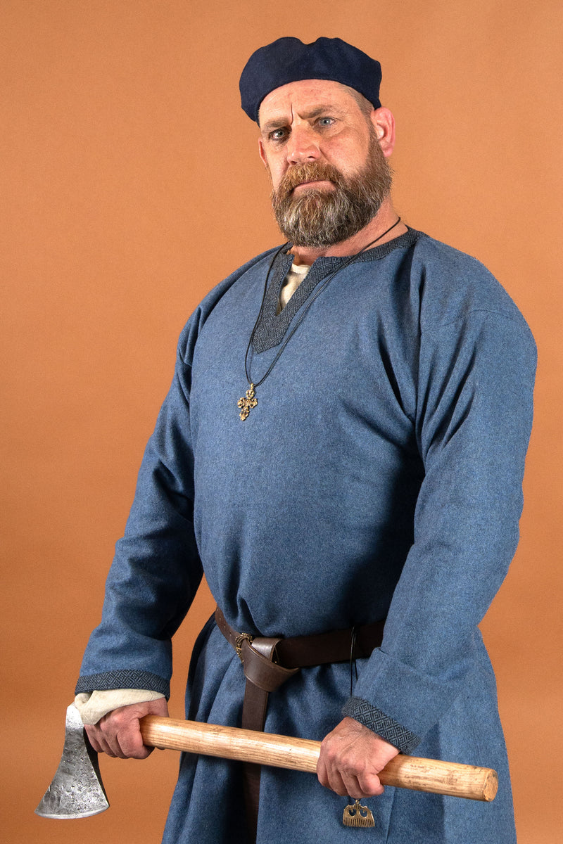 Viking tuniek Guthrum, wol, blauw