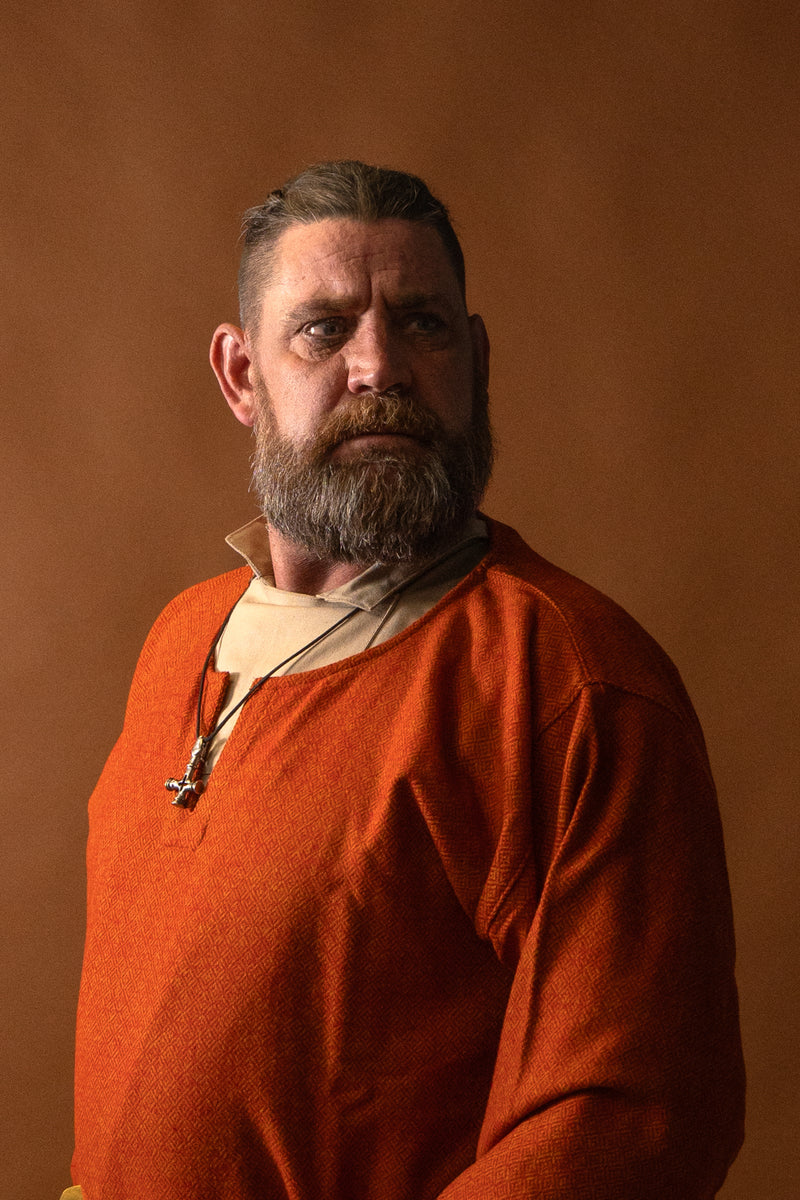 Diamant-twill tuniek, 100% wol, oranje-rood