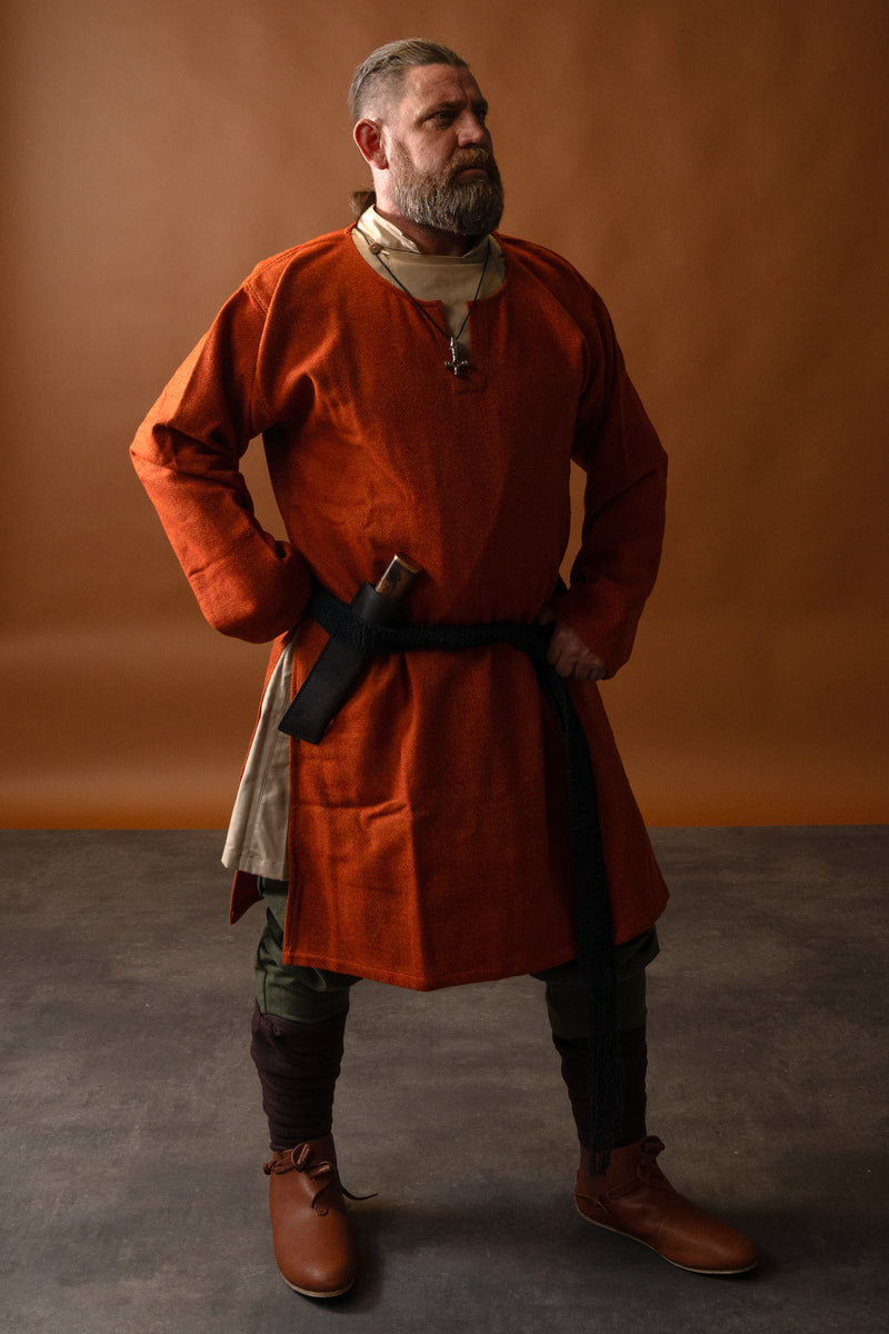 Diamant-twill tuniek, 100% wol, oranje-rood