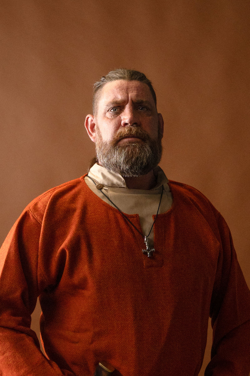 Diamant-twill tuniek, 100% wol, oranje-rood