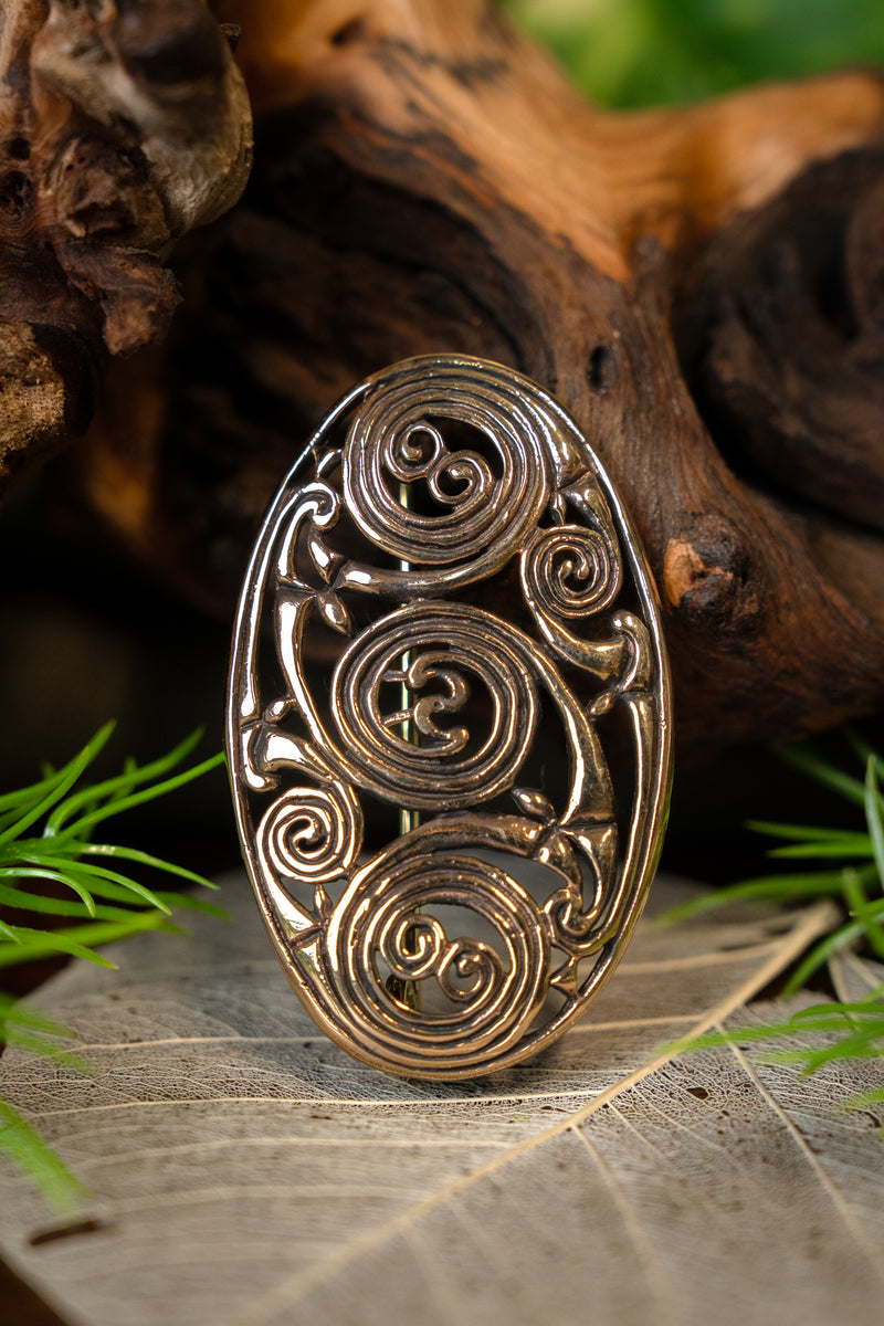 Piktiske broche med spiraler, bronze 