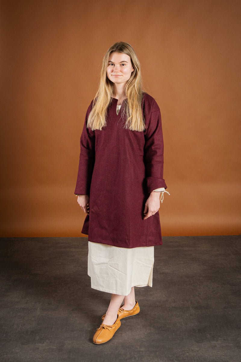 Viking tuniek Svein, wol, bordeauxrood