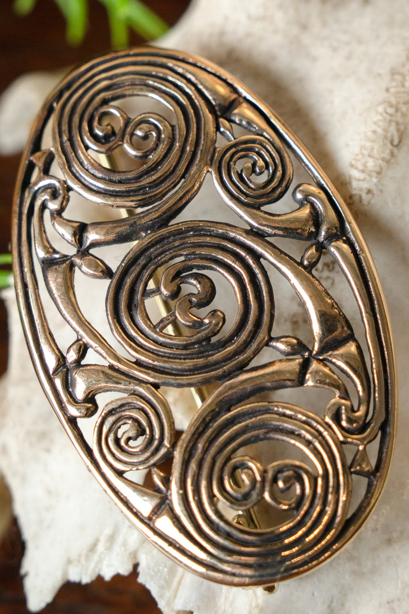Piktiske broche med spiraler, bronze 