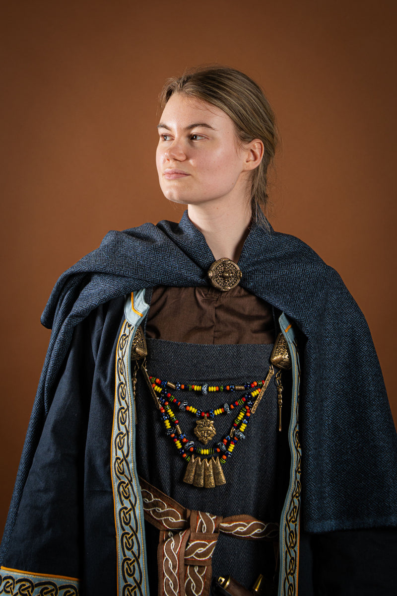 Geborduurde Viking kaftan, blauw