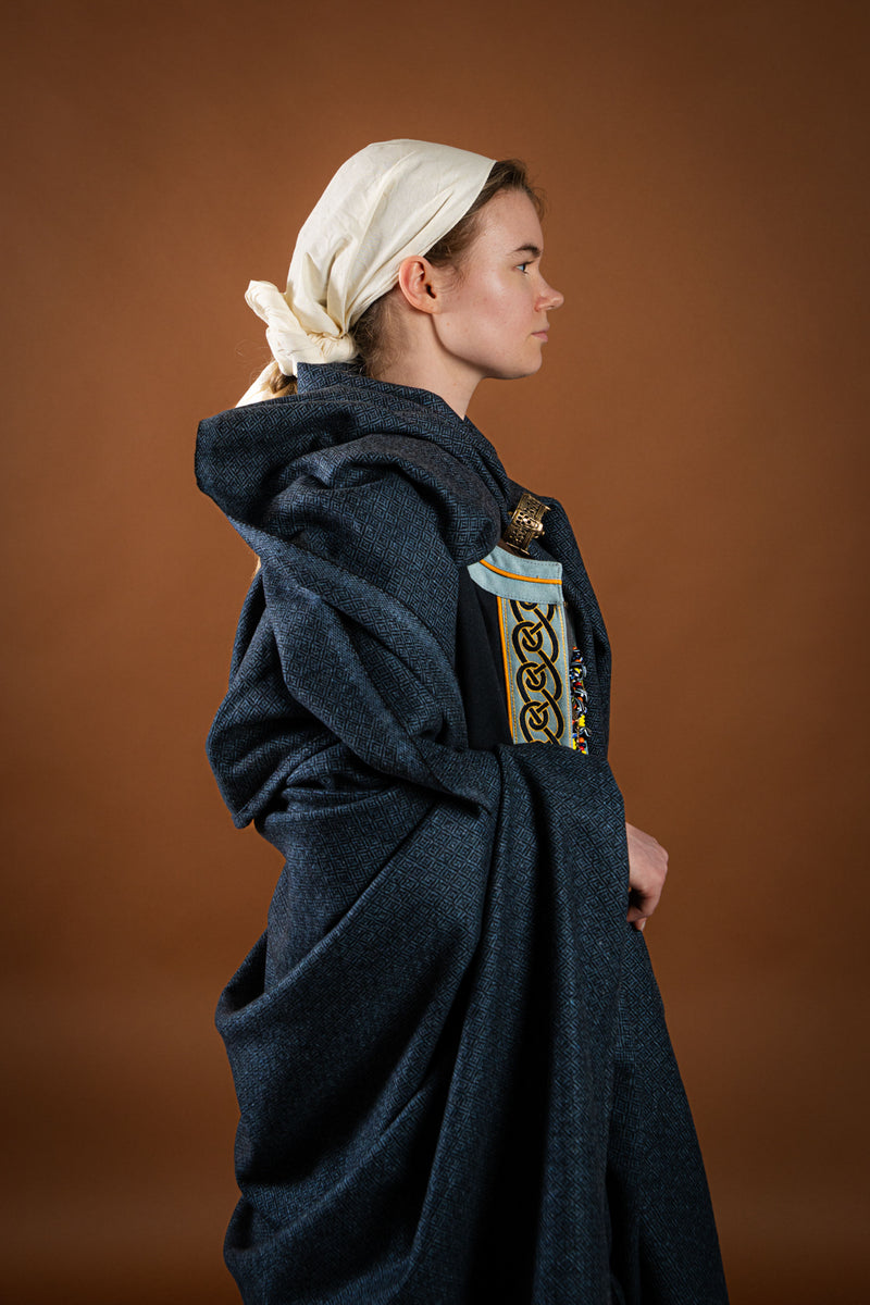 Geborduurde Viking kaftan, blauw