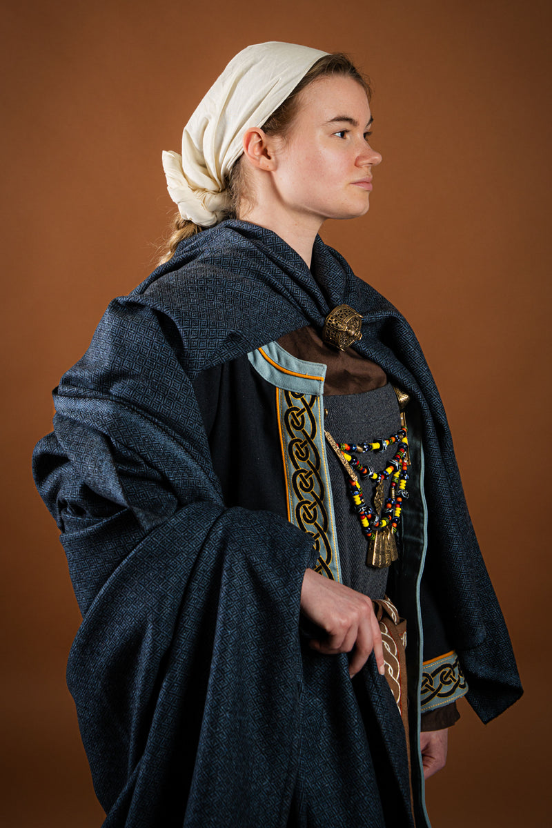Geborduurde Viking kaftan, blauw
