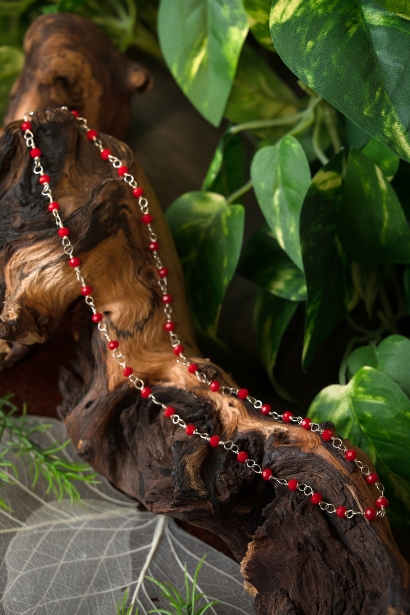 Römische Halskette mit roten Steinen, Sterling silber 