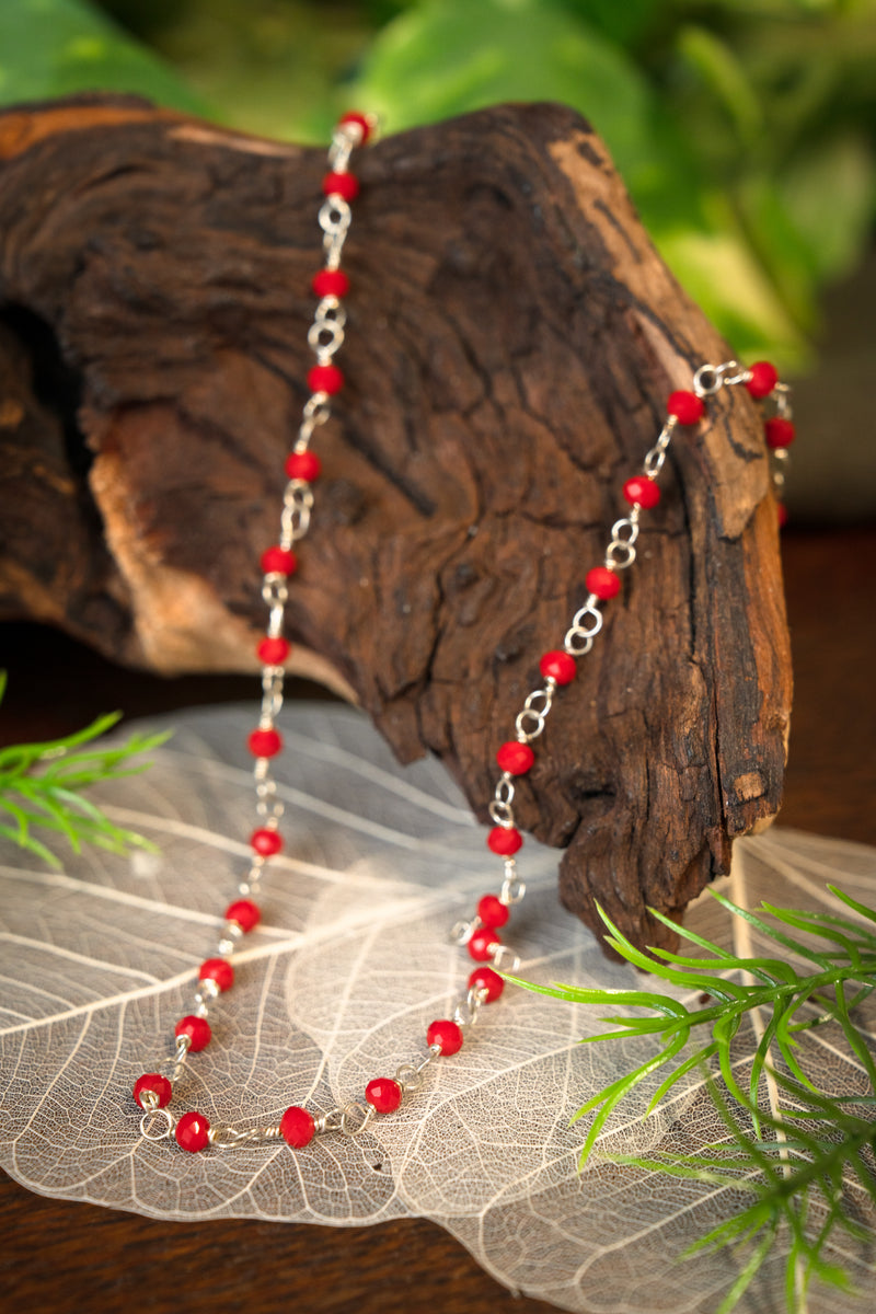Roman necklace with red stones, sterling silver