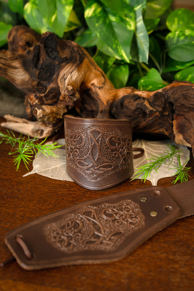 Leren Viking armbanden, bruin