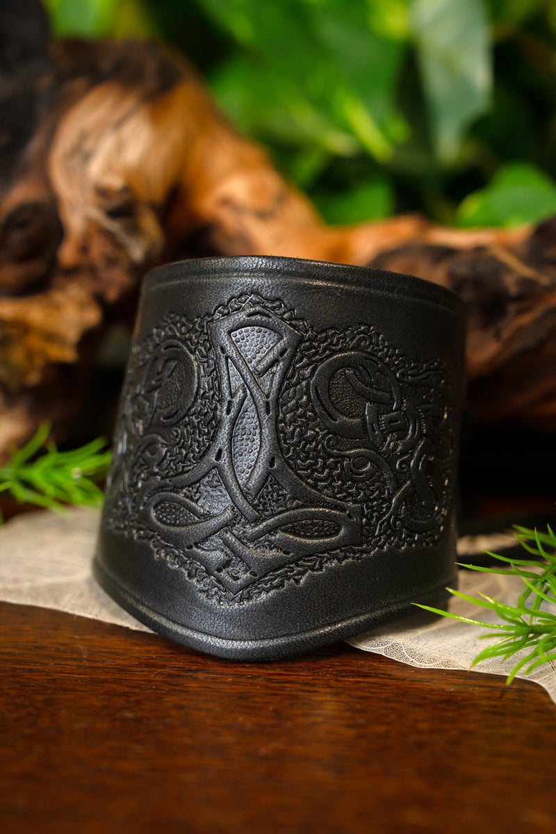 Par vikingelæderarmbånd, sort 