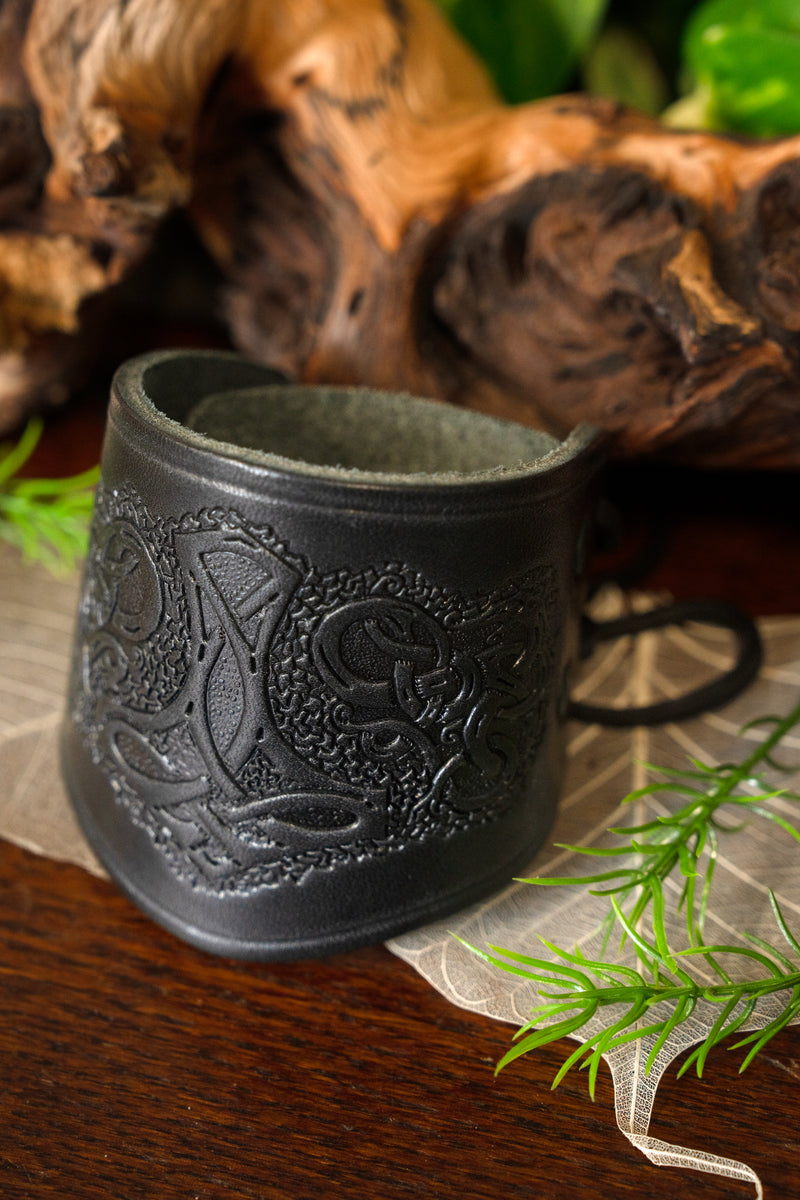Par vikingelæderarmbånd, sort 