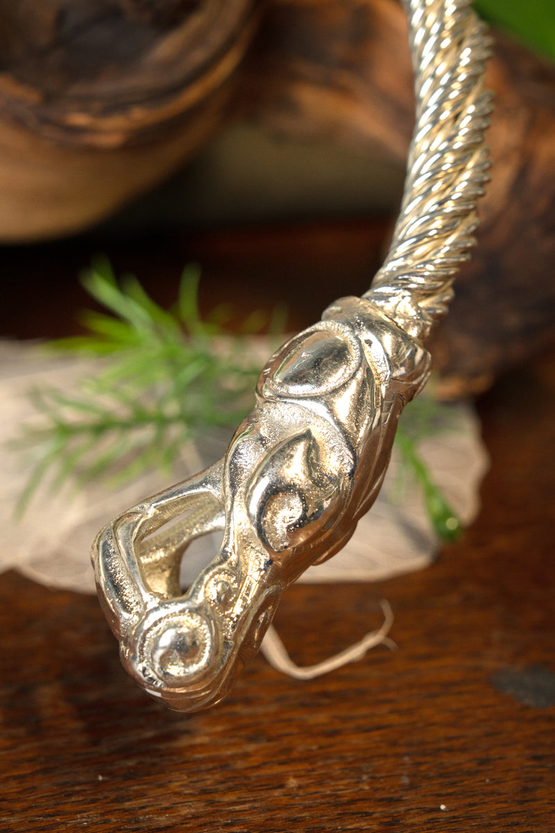 Vichingo torque con draghi, argentato 