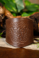 Cuero pulsera con motivo celta, pequeño, marrón 