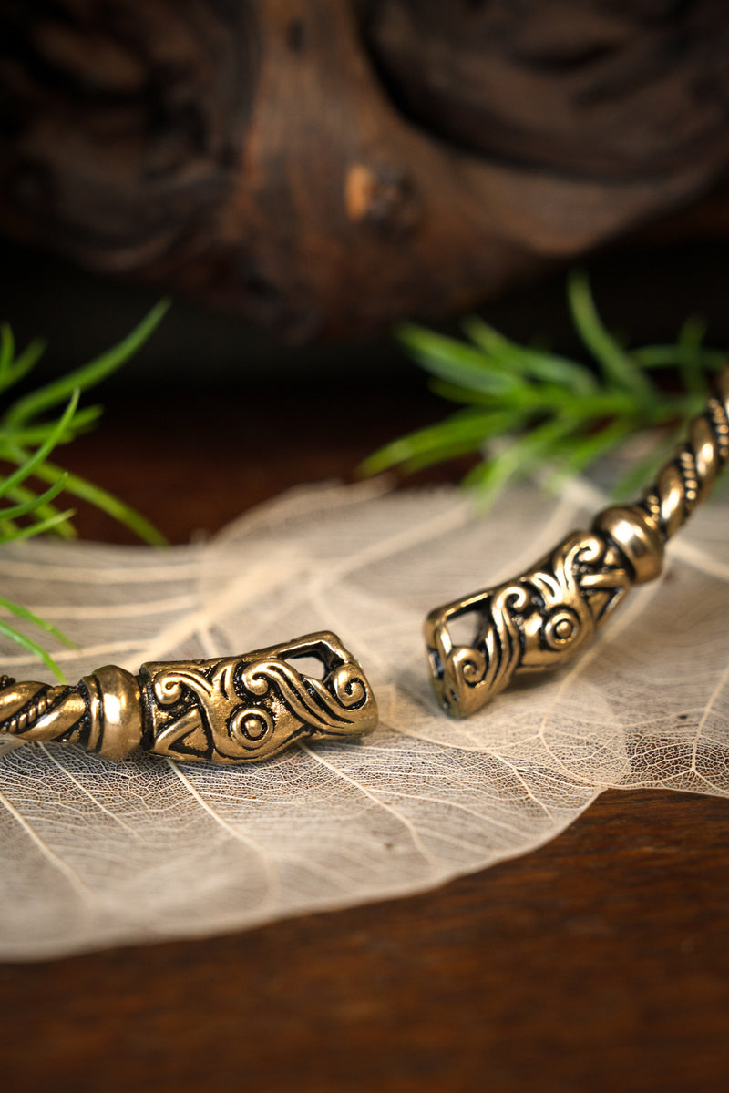 Vikingtorc z głowami smoków, brązowy 