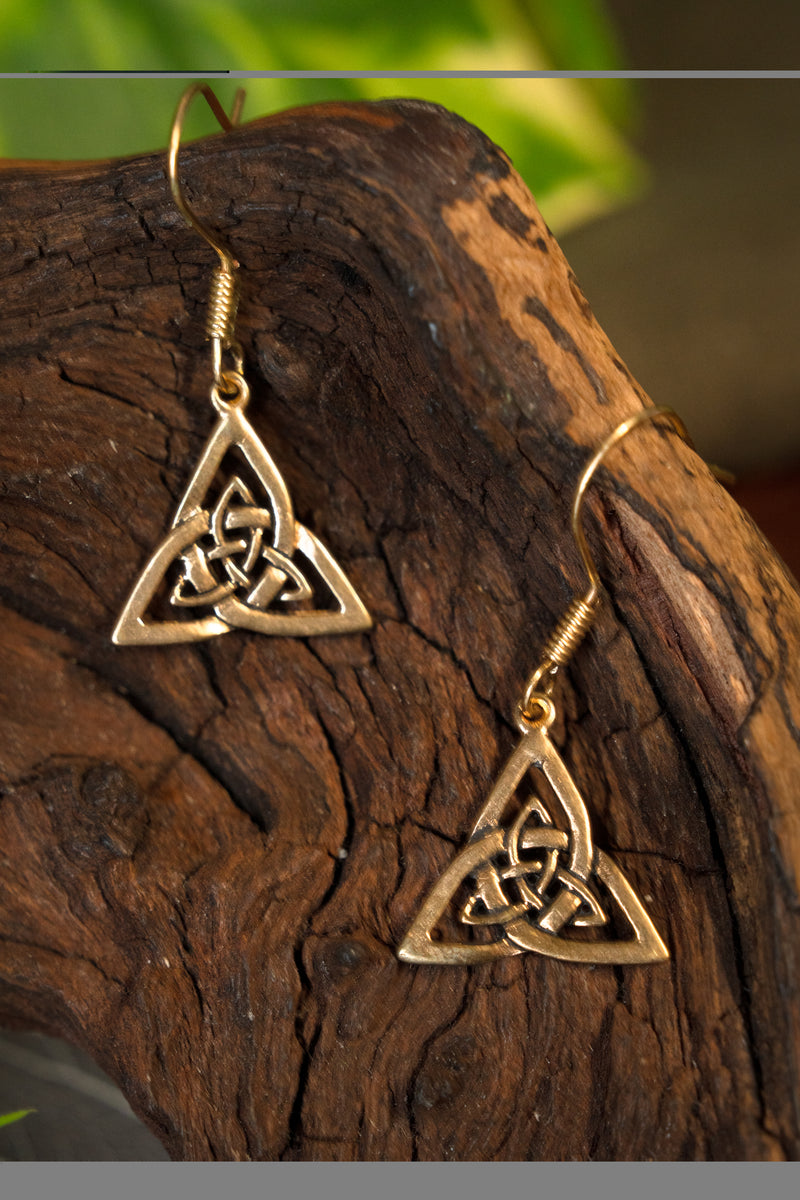 Keltische oorbellen triquetra, brons