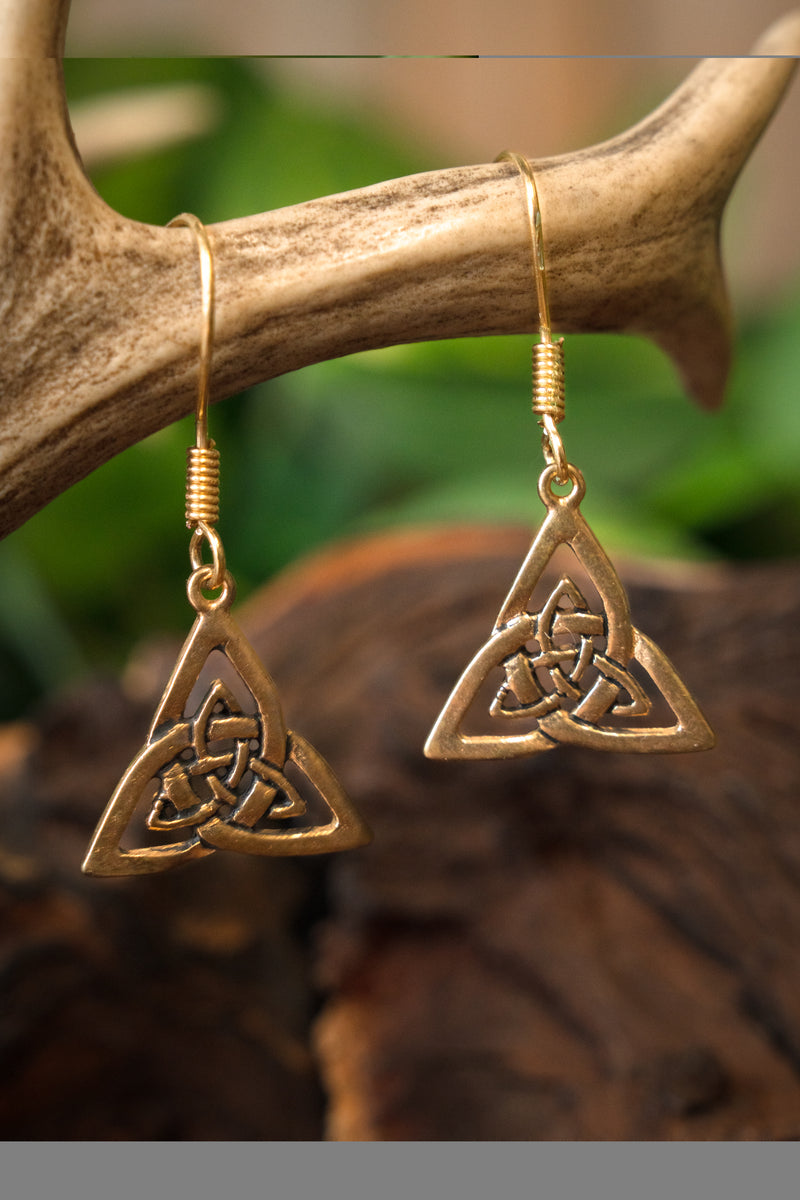Keltische oorbellen triquetra, brons