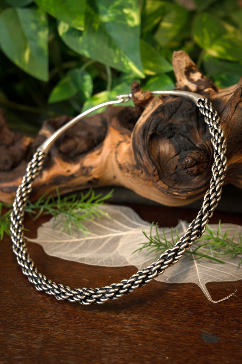 Viking torque Huscarl, forsølvet bronze 