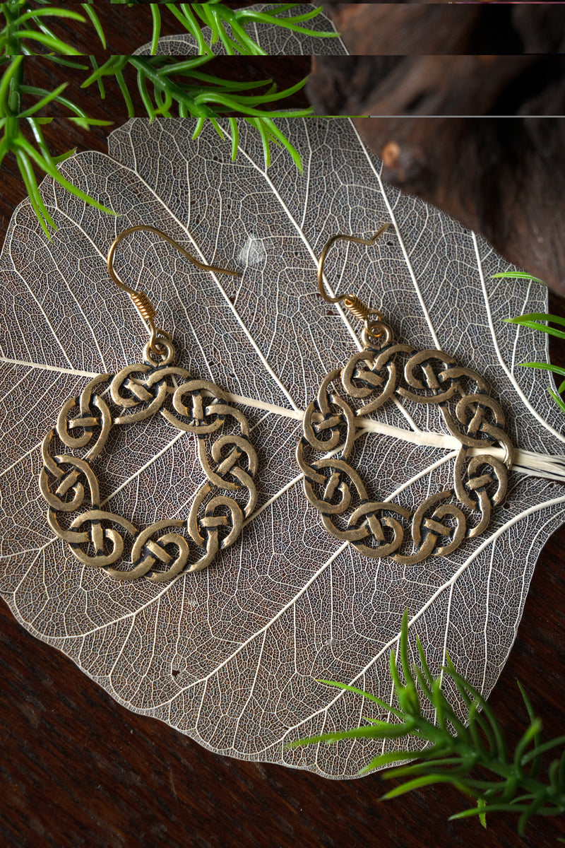 Oorbellen Keltische krans, brons