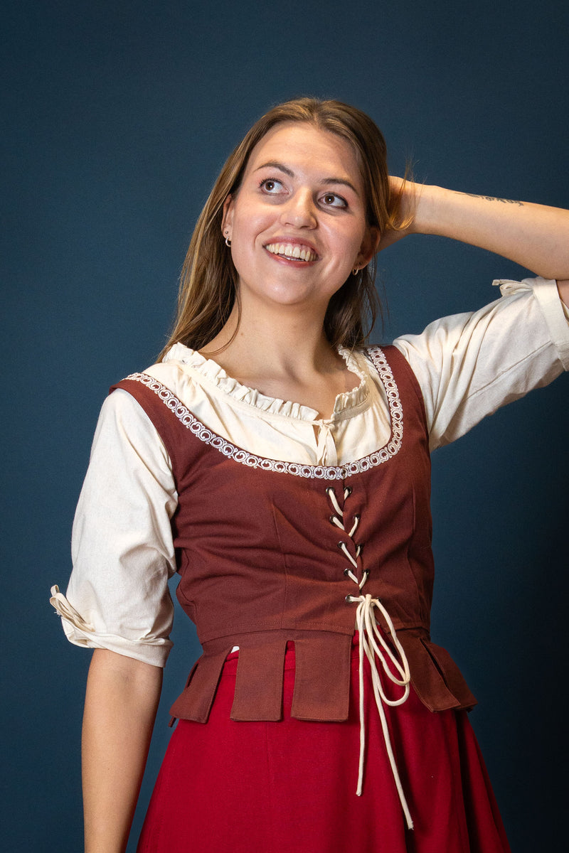 Middeleeuwse lijfje Adalyn, rood