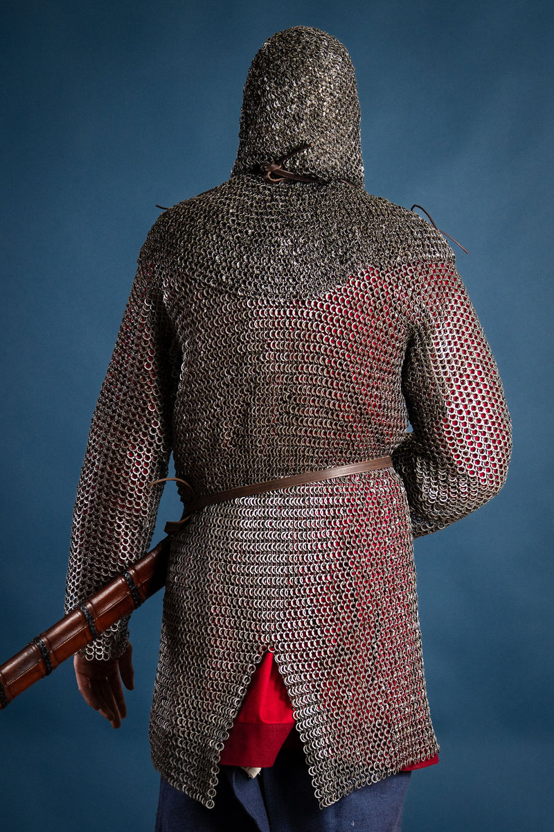 Haubert avec fente, anneaux plats, rivets ronds 9 mm 