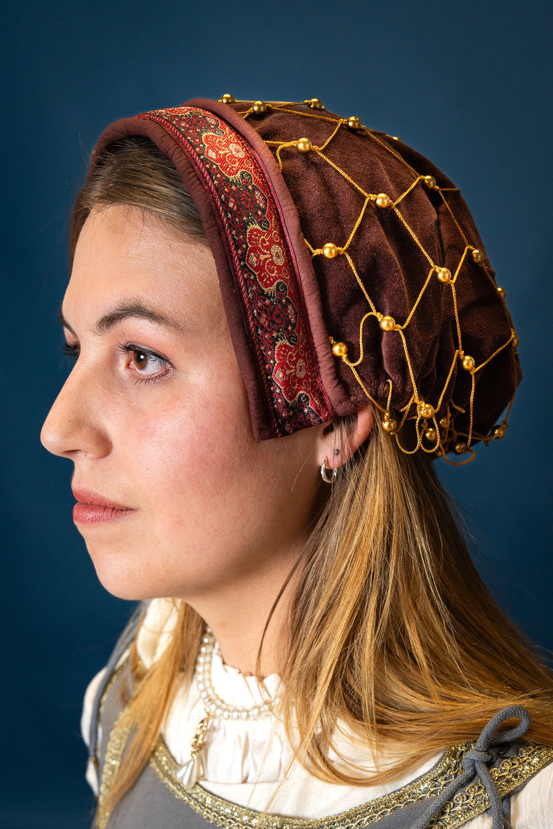 Haarnet (caul) Johanna, fløjl, rød 