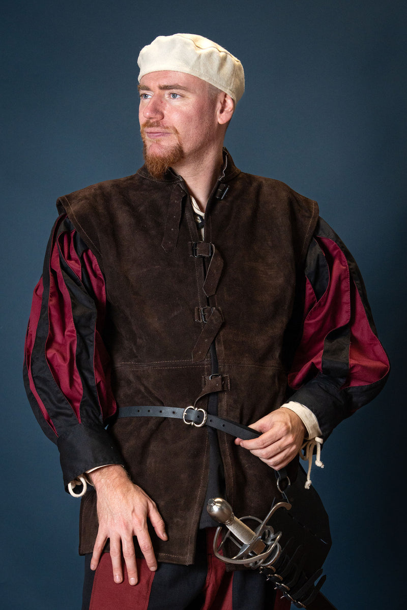 Gilet en cuir Orthello, 16e-17e siècles, brun 